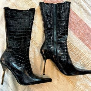 Steve Madden TRIXX Black Croco 9.5 mid calf boots New never worn.